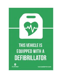 "This vehicle is equipped with a defibrillator" A5 Window Sticker