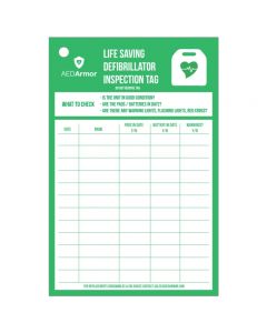 AED Armor Defibrillator Inspection Tag