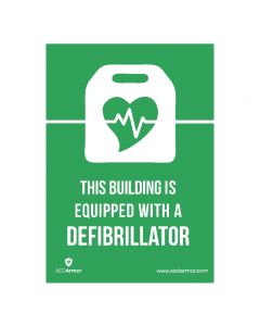 This building is equipped with a defibrillator A5 Window Sticker