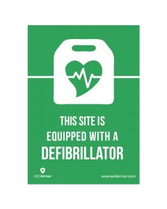 This site is equipped with a defibrillator A5 Window Sticker