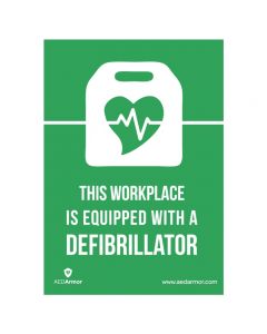 "This workplace is equipped with a defibrillator" A5 Window Sticker